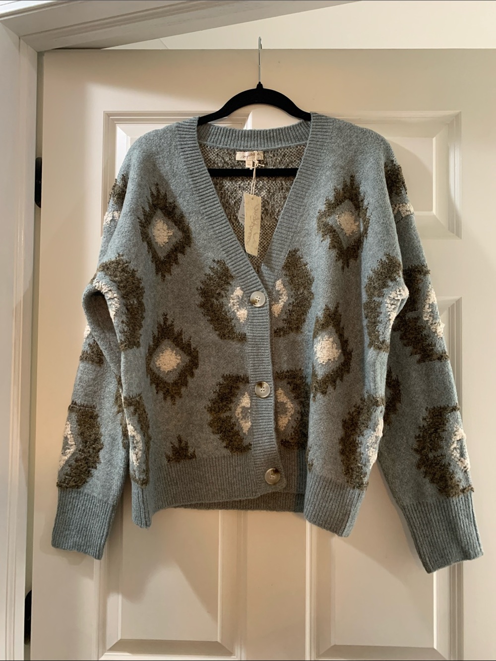 Mystree Light Blue and Heathered Gray Marled Crewneck Sweater